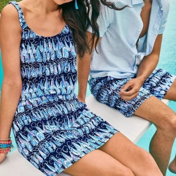 Lilly Pulitzer Loro Romper Skort Size Medium in Low Tide Navy Sails & Stripes - Picture 9 of 13